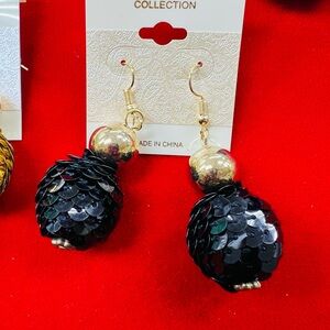 Elegant Black and Gold Sequin Earrings